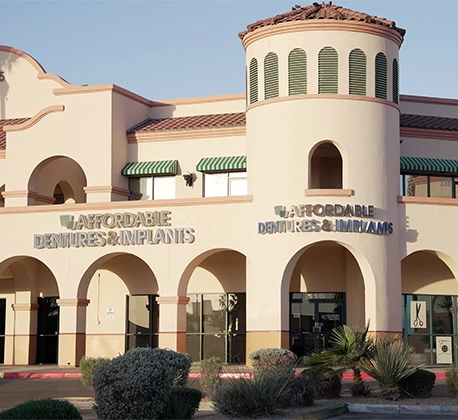 Affordable Dentures & Implants - Professional dental clinic exterior with modern facilities
