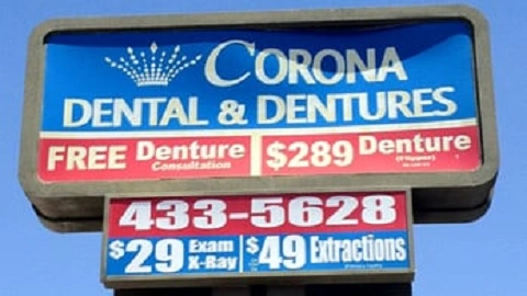 Corona Dental & Dentures - Professional dental clinic exterior with modern facilities
