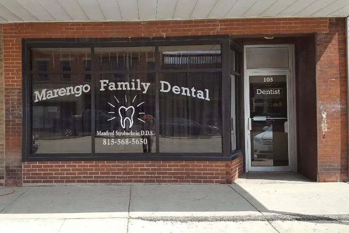 Marengo Family Dental - Dr. Strohschein - Professional dental clinic exterior with modern facilities