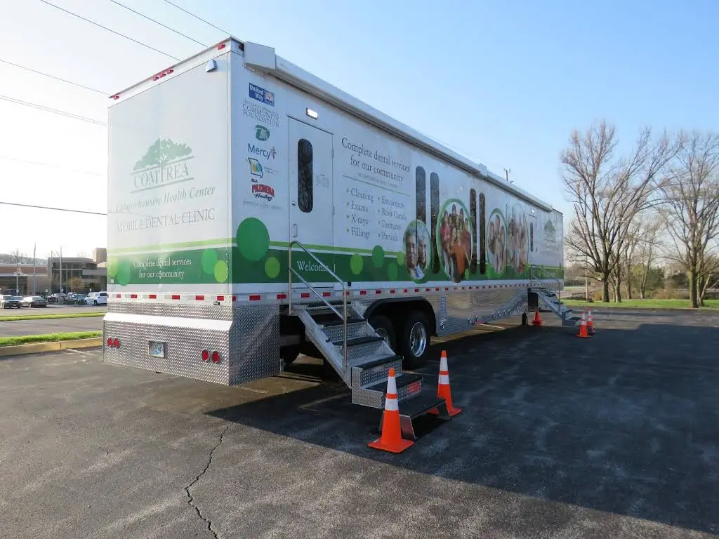 Compass Health Network Mobile Dental Bus - Professional dental clinic exterior with modern facilities